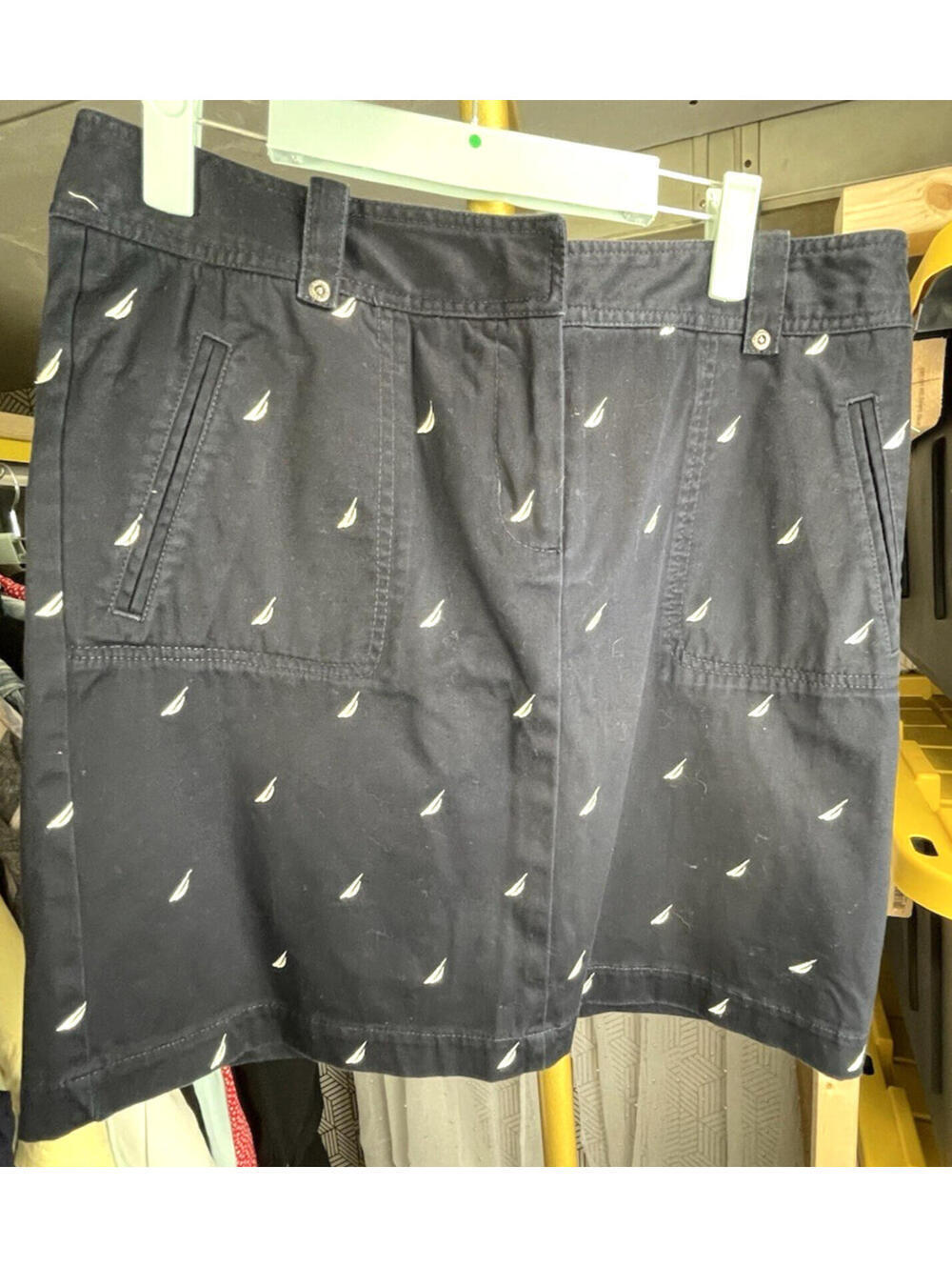 Nautica Women's Navy Blue Chino Skirt Size 8 Short Casual Nautical Classic EUC